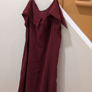 Chic One Shoulder Burgundy Dress